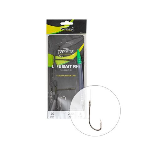 Wizard Live baitRig tirolifás rablóhalas szerelék, Light 20 g, 2 db 2-es horog, 0,30 mm - 13 kg