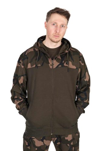 Fox LW Khaki / Camo Split Zip Hoody - könnyű cipzáras felső