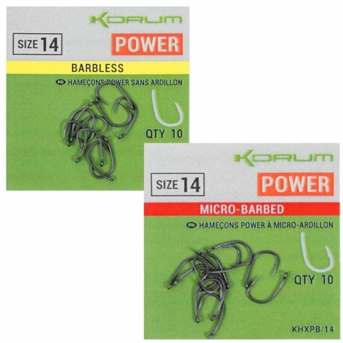 KORUM XPERT POWER BARBLESS HOOKS - SIZE 6 (10)