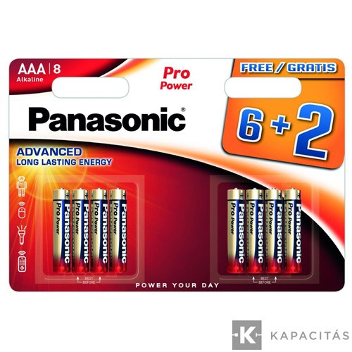 Panasonic LR03PPG/8BW 6+2F PR 1,5V AAA mikro tartós alkáli elem 8db/cs