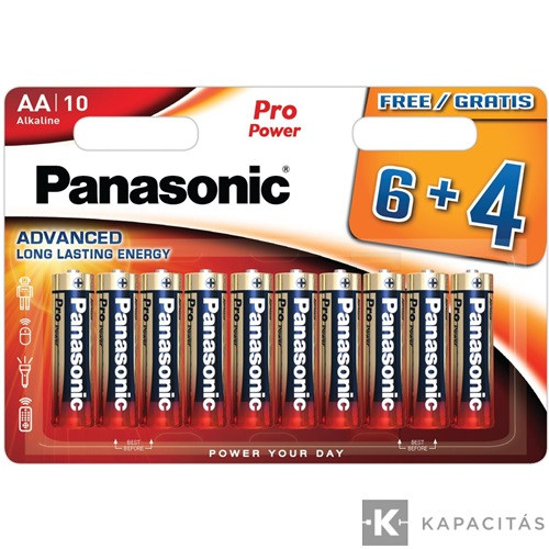 Panasonic LR6PPG/10BW 6+4F PR 1,5V AA ceruzatartós alkáli elem 10 db/cs.