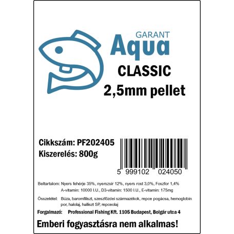 Profishing Aqua Garant Classic pellet 2,5mm/800g