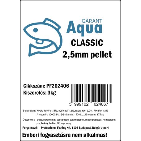 Profishing Aqua Garant Classic pellet 2,5mm/3kg