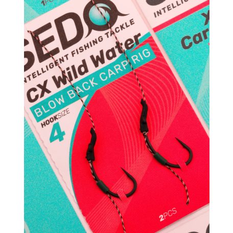 Sedo CX Wild Water Blow Back Carp Rig Size 4 szakállas teflonbevonatú előkötött horog horog